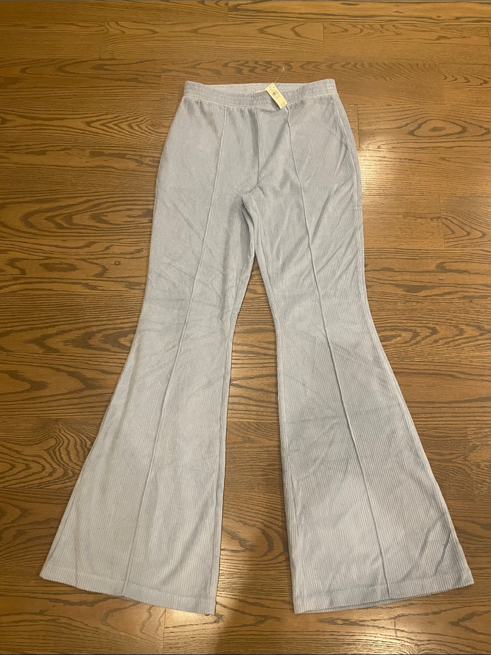 NWT Women’s aerie Light Blue Ribbed Wide-Leg Pants, Size Medium Long